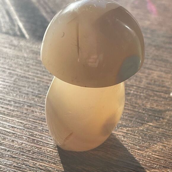 Orca agate mushroom carving crystal druzy grey gray cream white - Picture 4 of 8